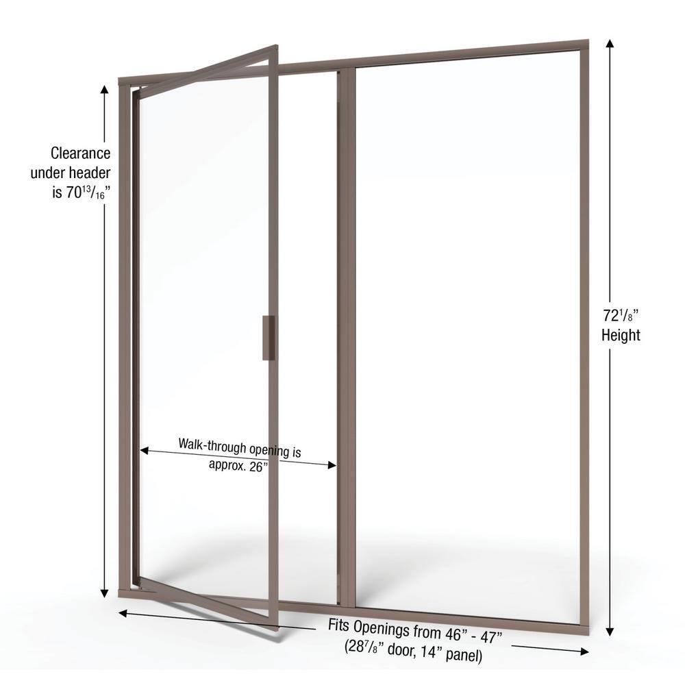 Deluxe 47" x 72.13" Pivot Framed Shower Door