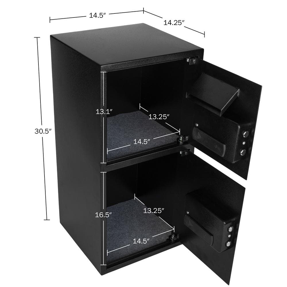 Black Steel Dual Compartment Electronic Safe Deposit Box