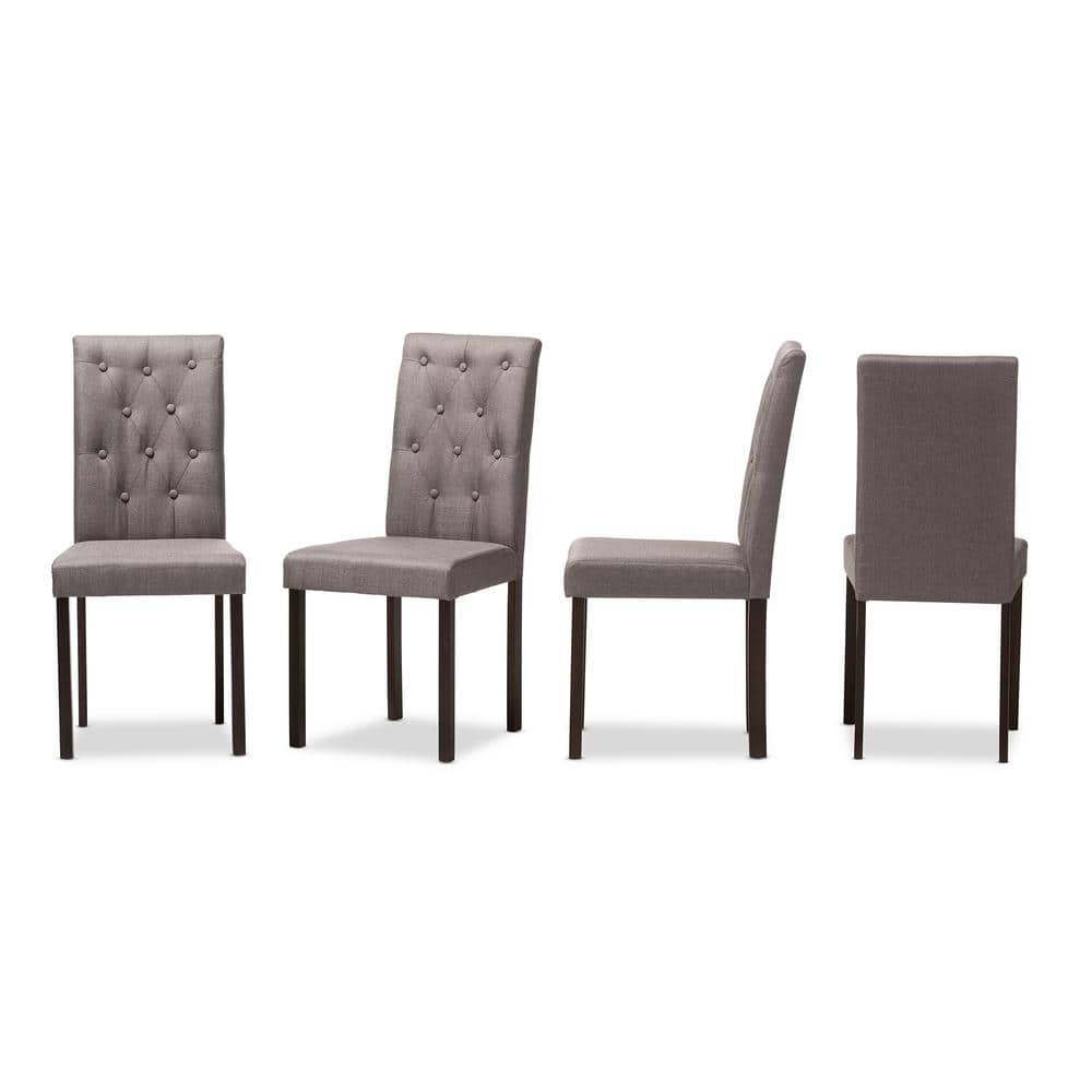 Baxton Studio Gardner Modern and Contemporary 5-Piece Dark Brown Finished Fabric Upholstered Dining Set, Multiple Colors