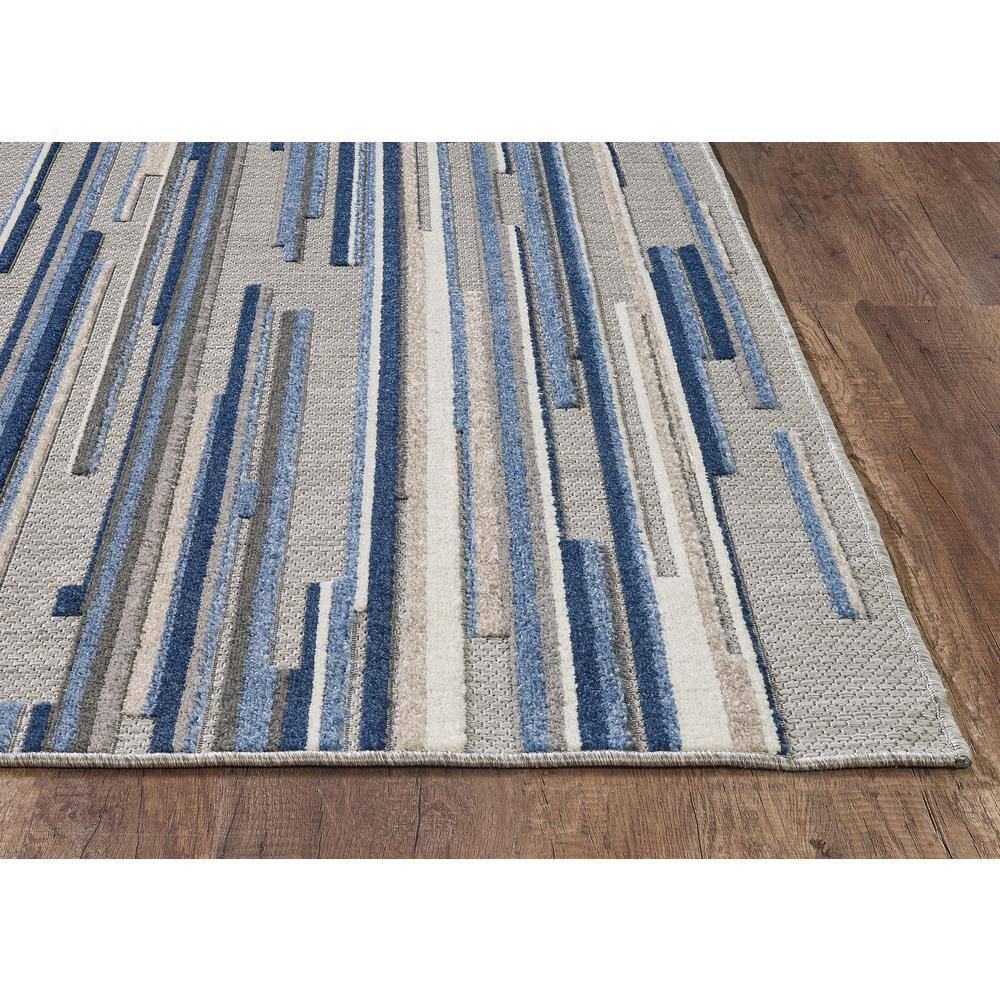 Calla Blue Denni 2 ft. x 4 ft. Coastal Abstract Indoor/Outdoor Area Rug