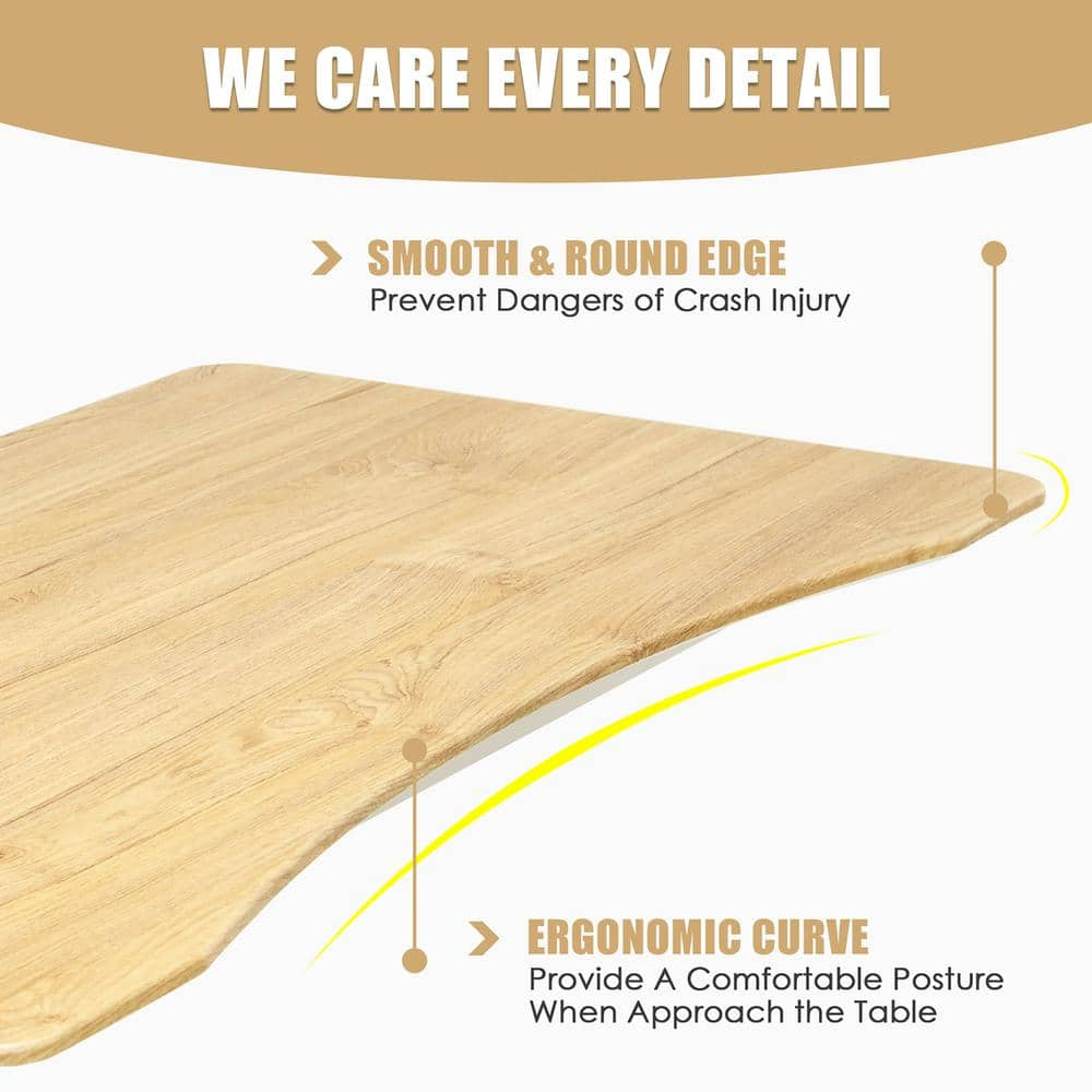 Goplus Height Adjustable Computer Desk Sit Stand Rolling Notebook Table Natural