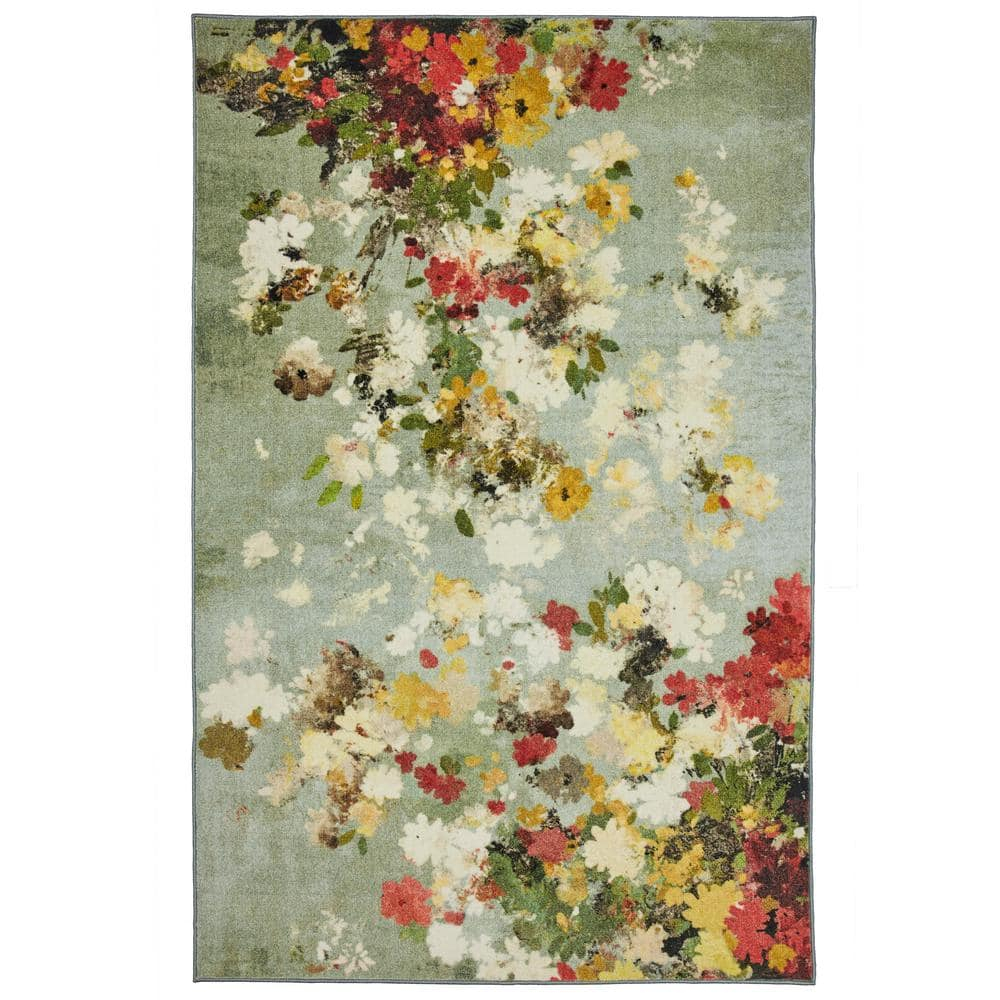 Mohawk Home Prismatic Merging Floral Multi Transitional Floral Precision Printed Area Rug, 5'x8', Green & Yellow