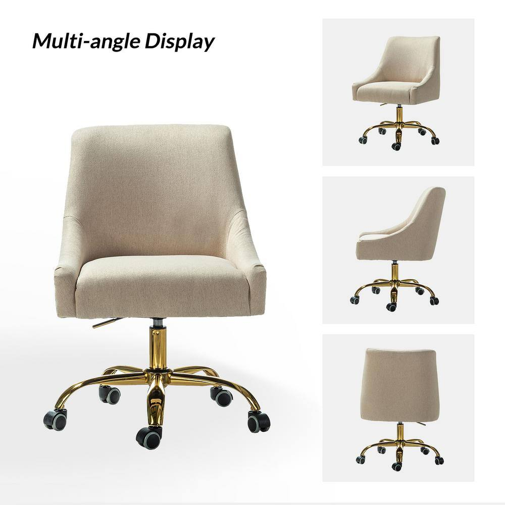 HULALA HOME Carina Modern Upholstery Task Chair with Golden Base by  Tan