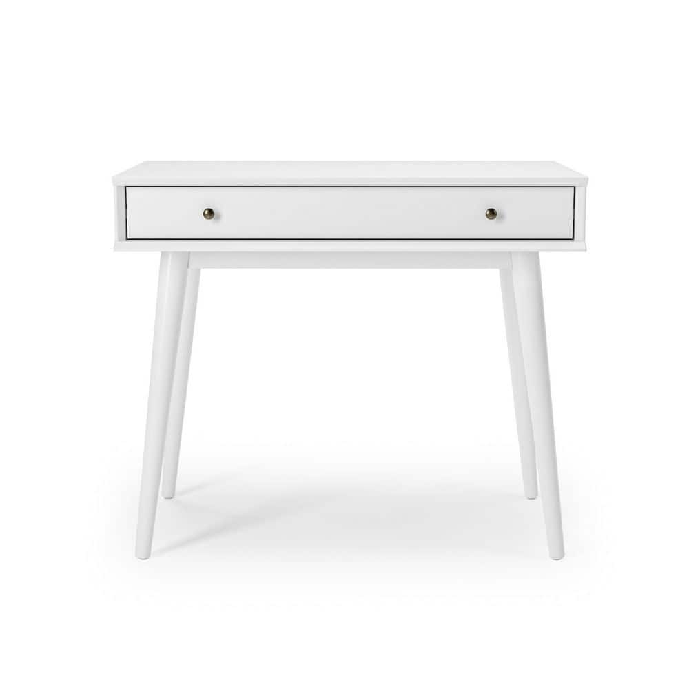 Camaflexi Mid Century Modern Desk Solid Wood Writing Table for Small Spaces, White