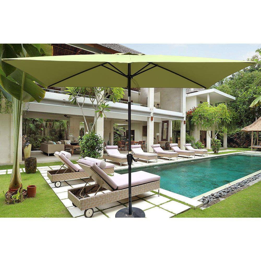 Canddidliike 6x9ft Patio Umbrella, Outdoor Waterproof Umbrella with Crank and Push Button Tilt - Green