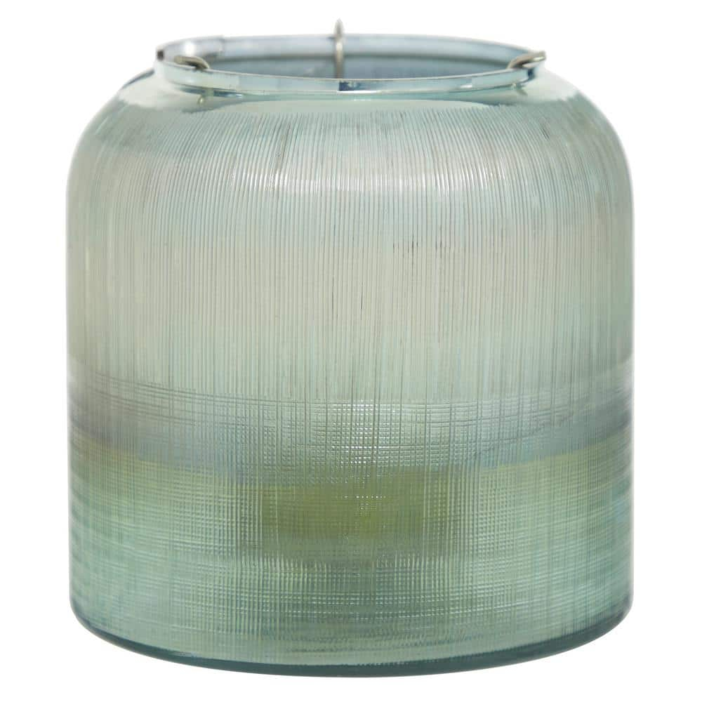 DecMode 7.5"W, 7.75"H Glass Contemporary Candle Holder, Turquoise, 1 - Piece