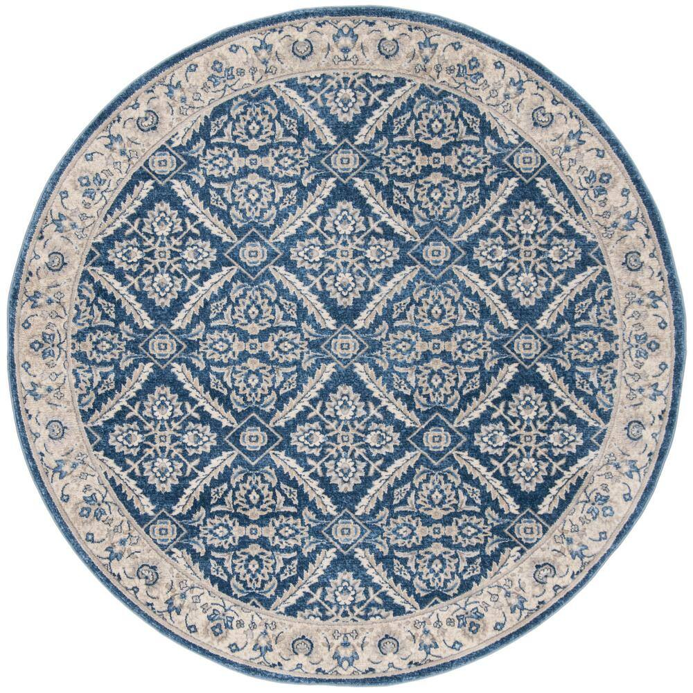 SAFAVIEH Brentwood Brandy Floral Area Rug, Navy/Cream, 3' x 3' Round