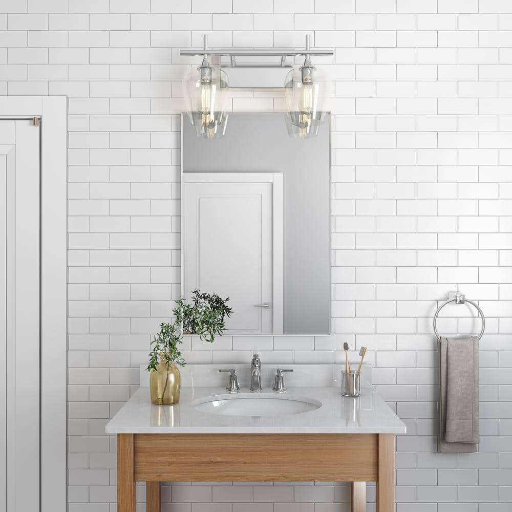 20 in. x 30 in. Metal Framed Rectangular Bathroom Vanity Mirror in Silver