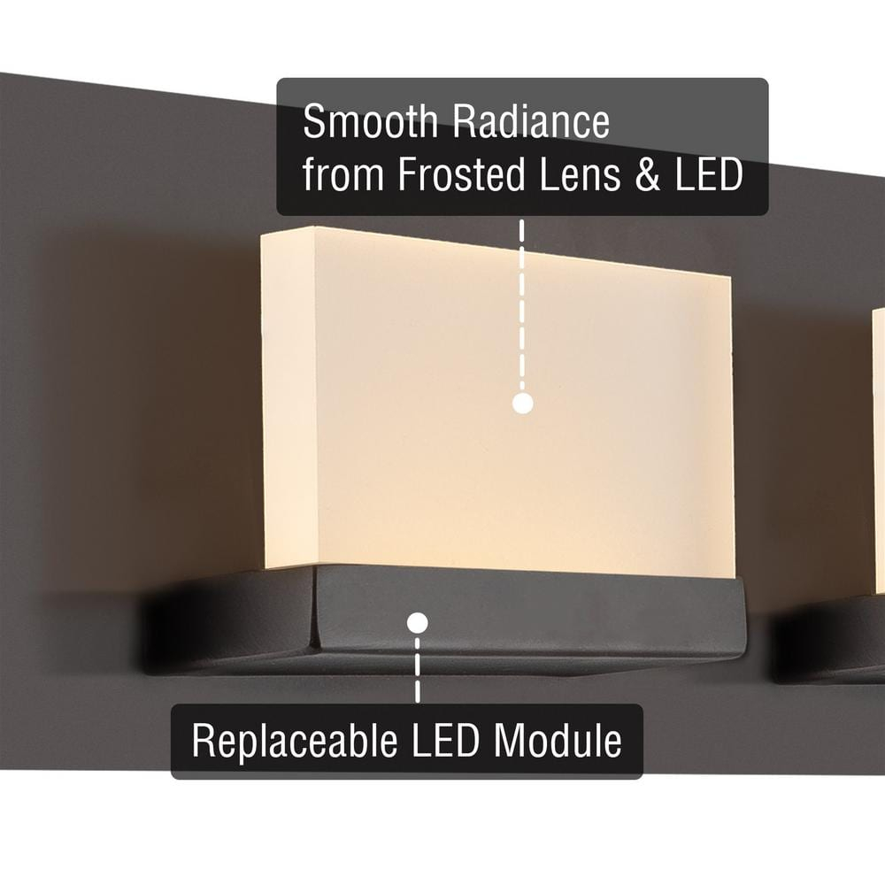 Kira Home Everett 48" 60W Integrated LED Bathroom / Light, Rectangular Acrylic Lenses, 3000k Light, Oil Rubbed Bronze