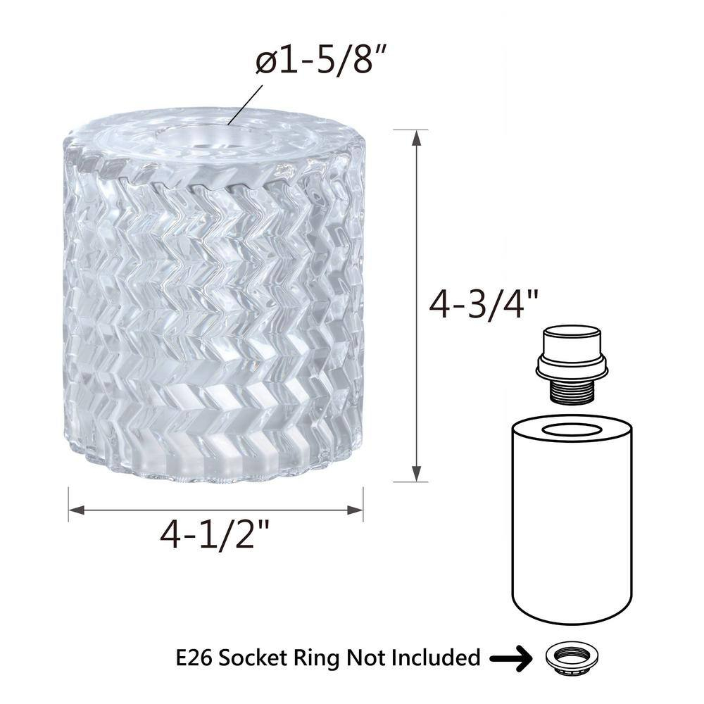 Aspen Creative 23646-60-1,Clear Glass Shade w/Diamond Pattern For Lighting fixture/Vanity Light/Wall Light/Pendent.Size:4-1/2"D x 4-3/4"H.Center Hole:42mm.
