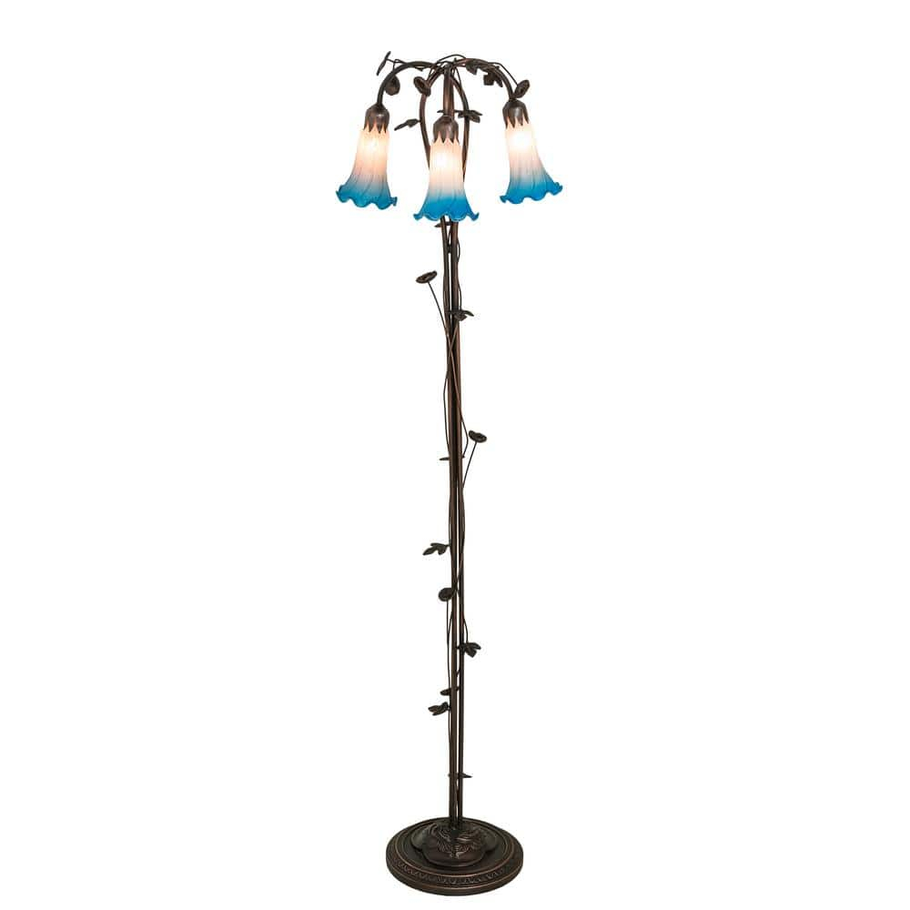 Meyda Lighting 58" High Amber/Green Pond Lily 3 Light Floor Lamp | Perigold