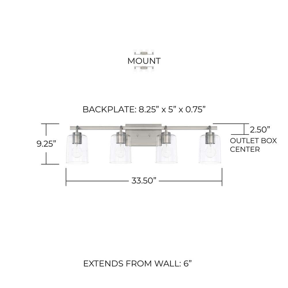 Capital Lighting 128541-449 Greyson 4 Light 34" Wide Bathroom Vanity Light - Nickel