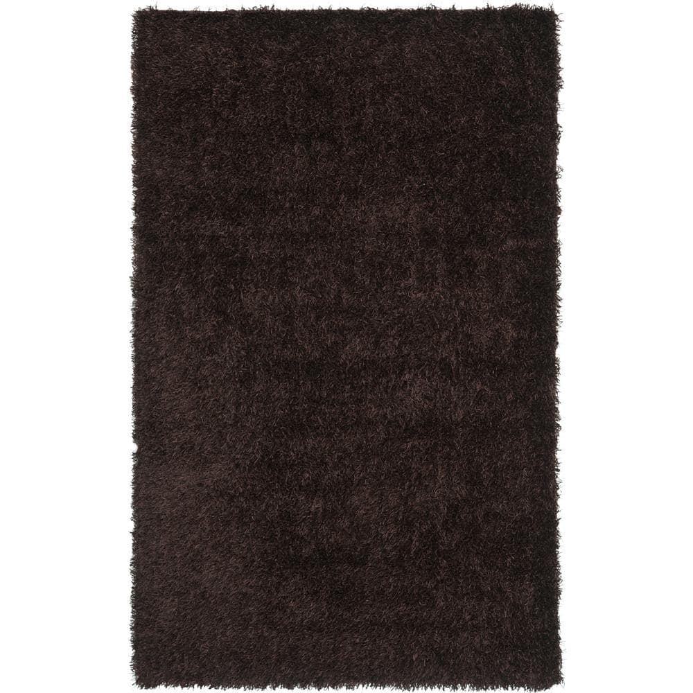 SAFAVIEH New Orleans Darius Solid Polyester Shag Area Rug, Chocolate, 8' x 10'