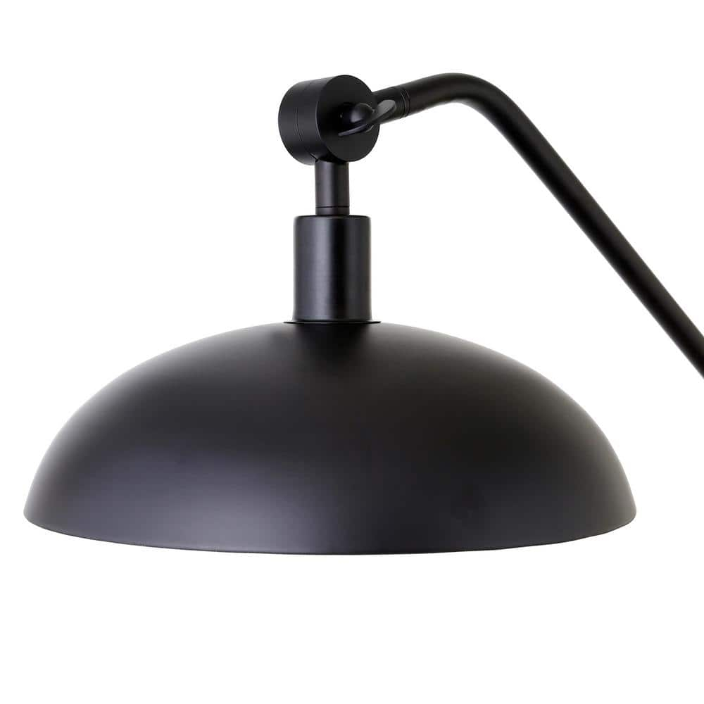 Evelyn&Zoe Devon Boom Arm Floor Lamp with Metal Shade, Blackened Bronze/Blackened Bronze