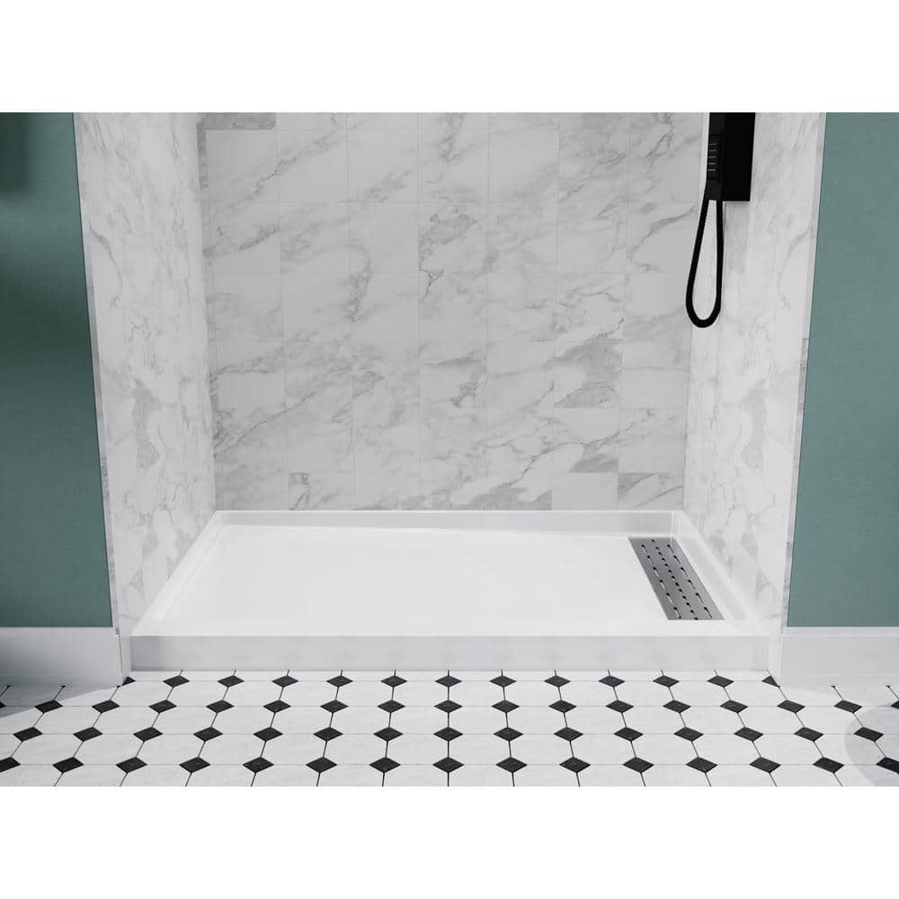 ALEXANDER 48 in. x 32 in. Right Drain Shower Base in White - SB-AZ103R