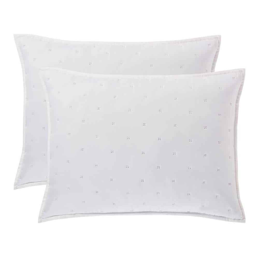 White Cotton King Quilt Set with Geometric Pattern