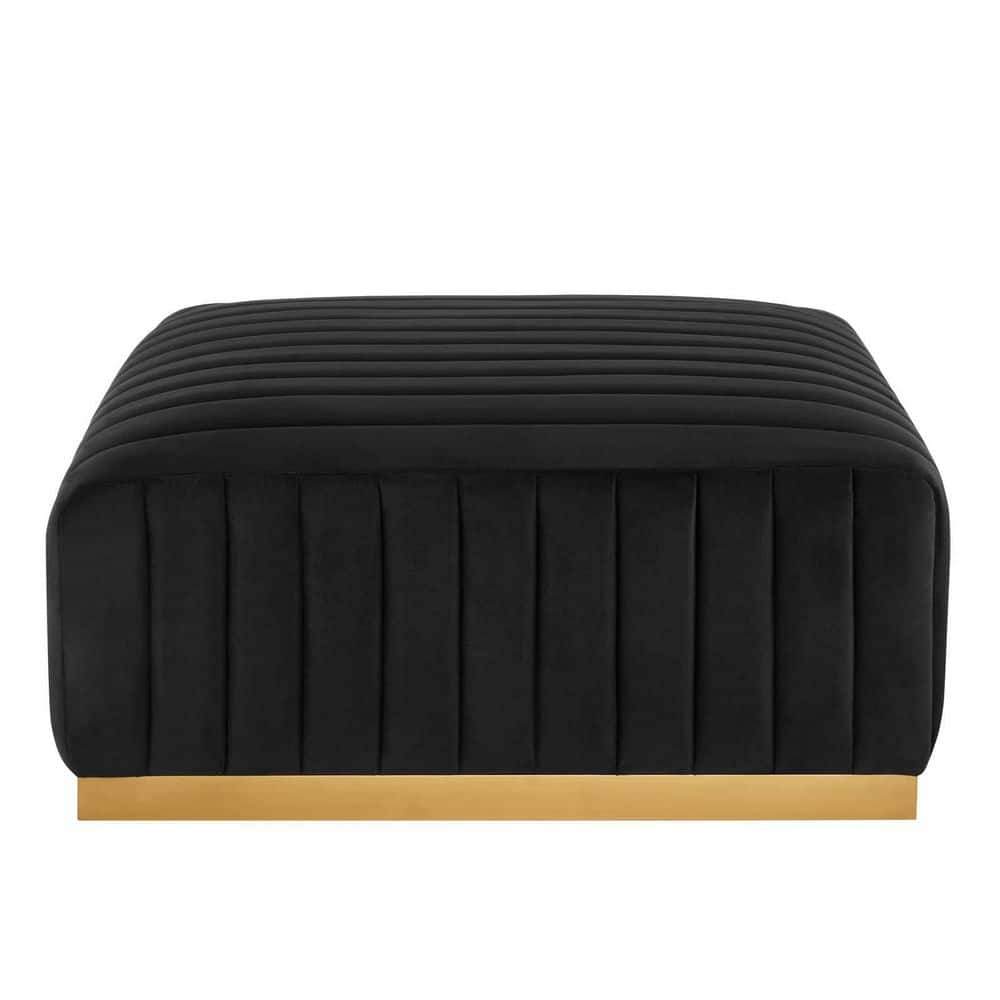 Modway Conjure Channel Tufted Performance Velvet Ottoman in Gold/Black