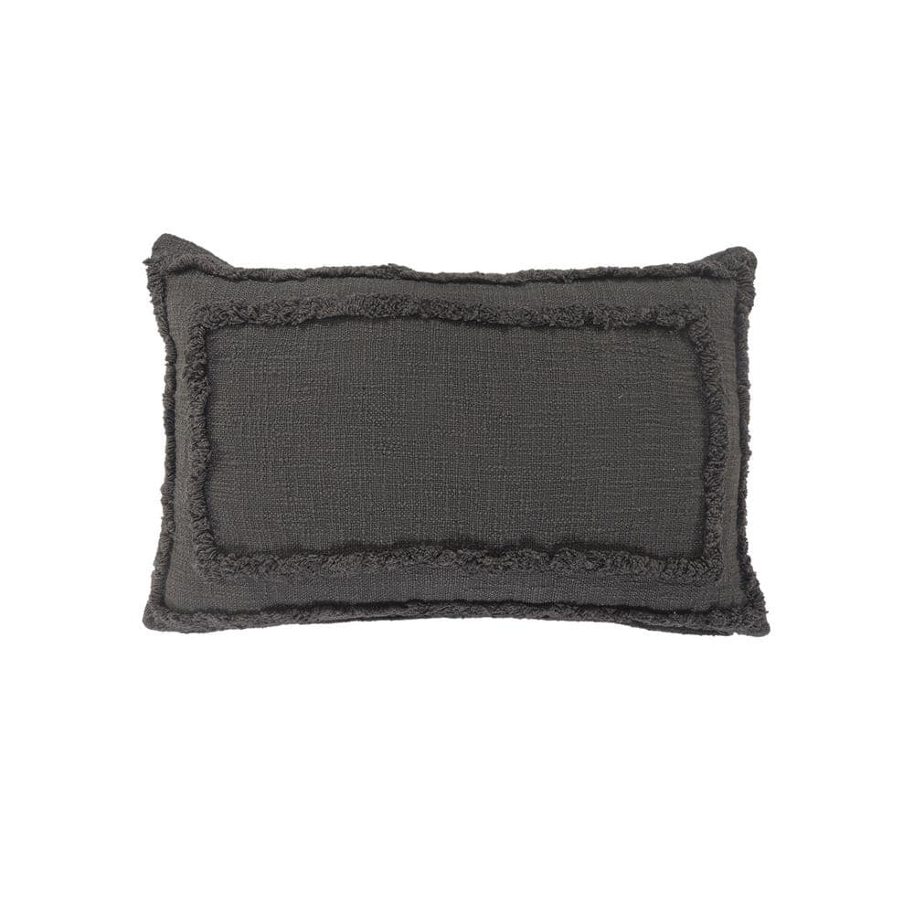 Ox Bay Modern Tufted Solid Lumbar Throw Pillow, 16" x 24" , Gray