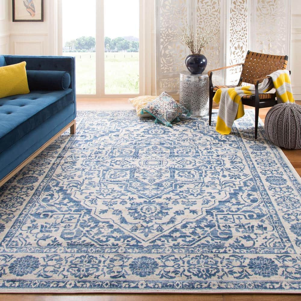 SAFAVIEH Brentwood Adams Oriental Area Rug, Navy/Light Grey, 10' x 13'