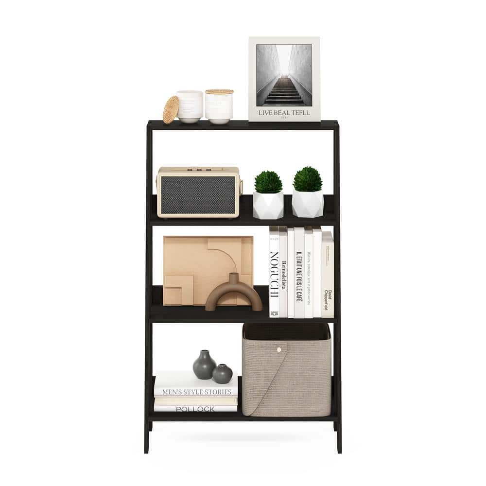 Furinno Ladder Bookcase Display Shelf, 4-Tier, Espresso