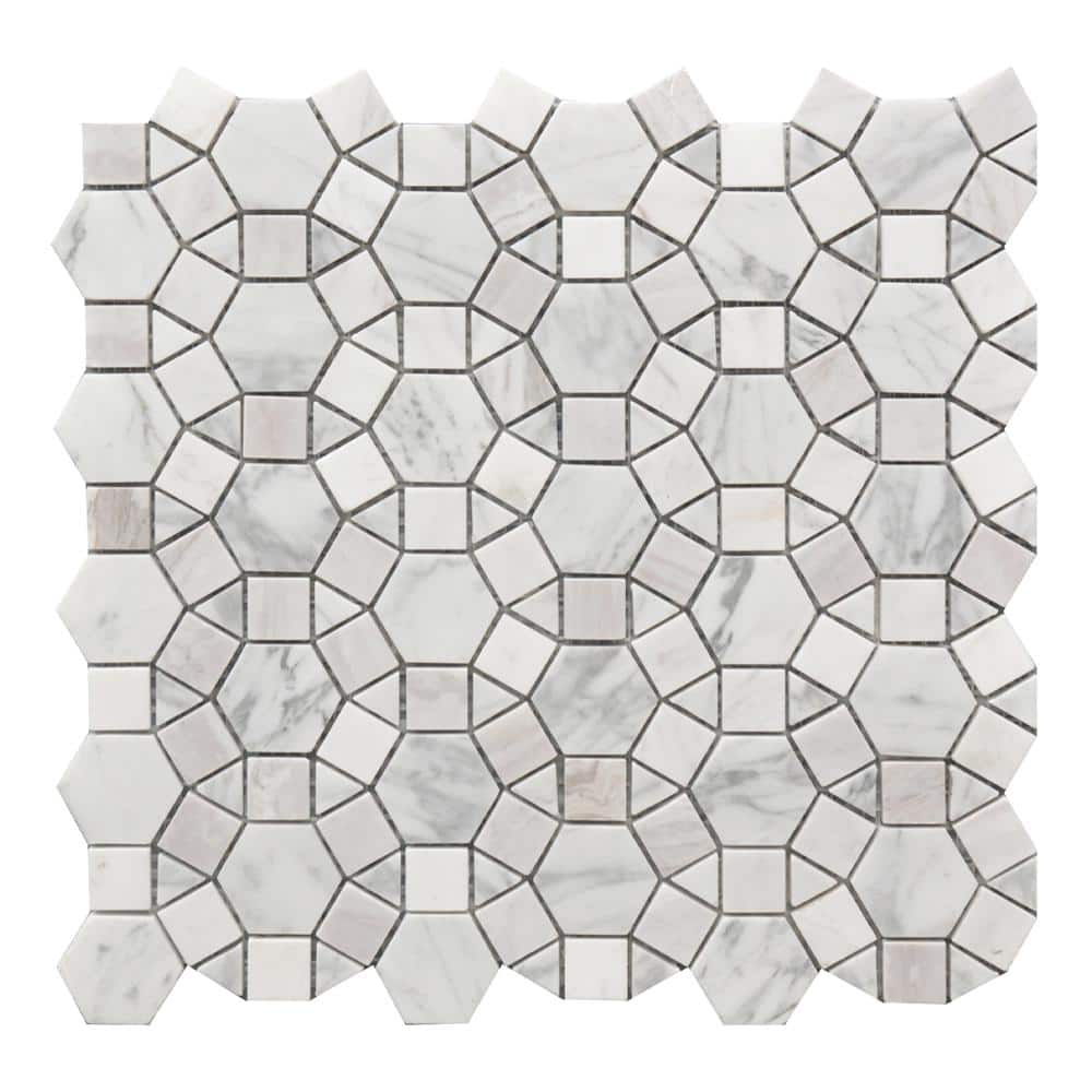 Kaleidoscope 12" x 12" Marble Mosaic Wall & Floor Tile
