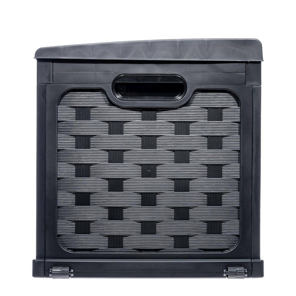 Starplast 88 Gallon Rattan Deck Box, Black