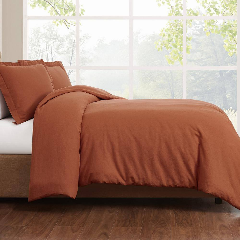 Flax Linen Rust Full/Queen Duvet Set