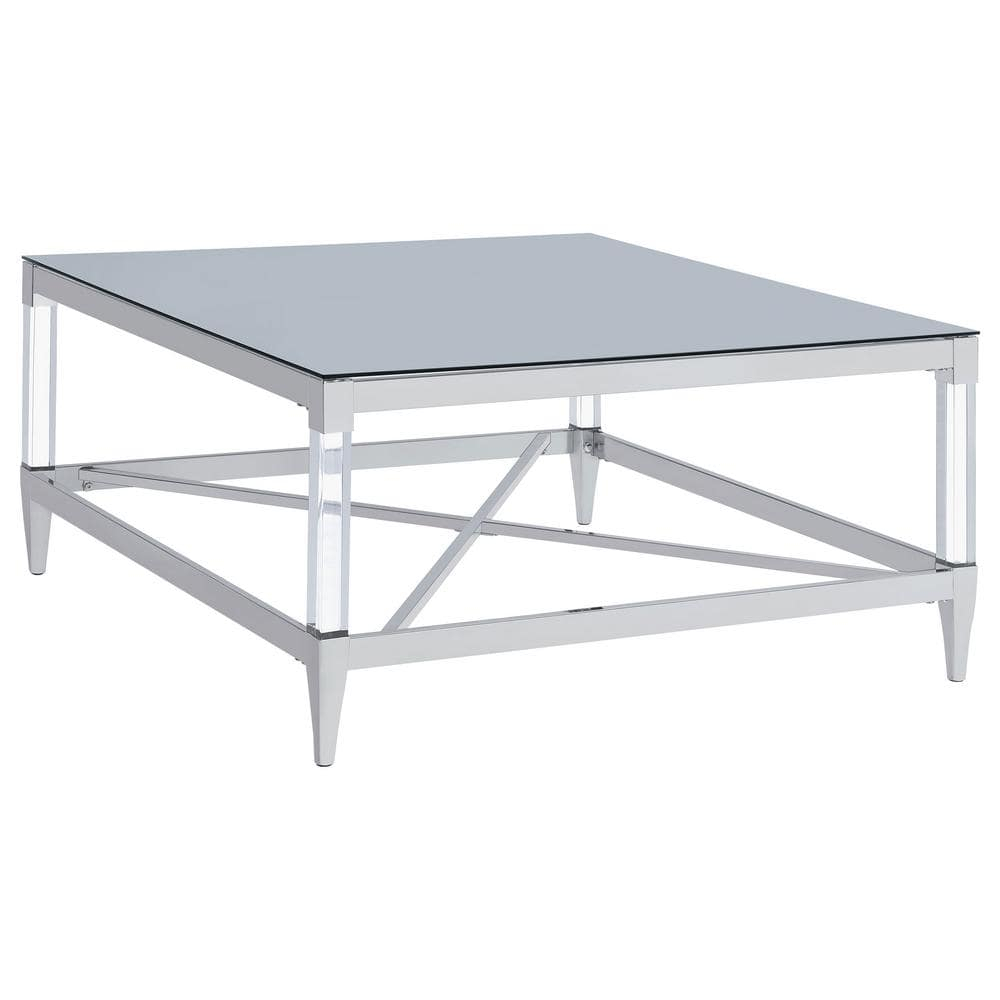 Coaster Lindley Square Metal Coffee Table Tempered Mirror Top Chrome
