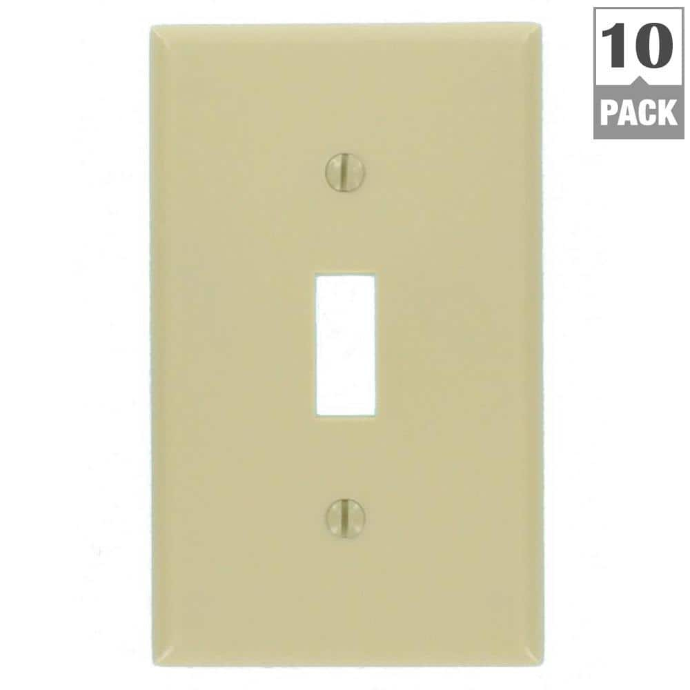 Leviton M25-86001-IMP Single Gang Ivory Single Toggle Wallplate 10 Pack