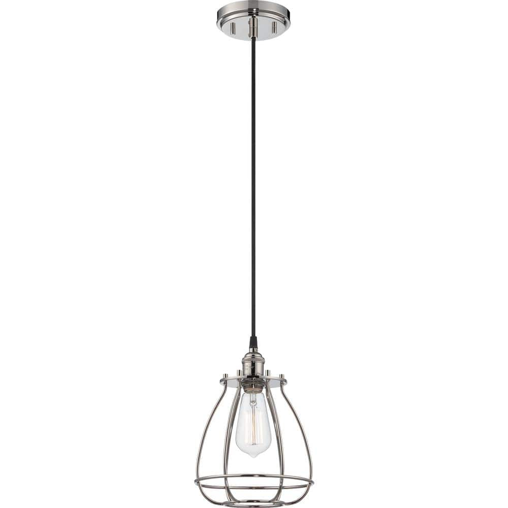PaFagwy Lighting 60/5401 Vintage Incandescent One Light Pendant Closed Cage Narrow Opening Polished