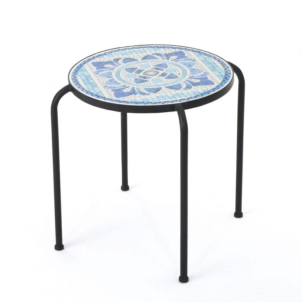 Noble House Skye Outdoor Ceramic Tile Side Table