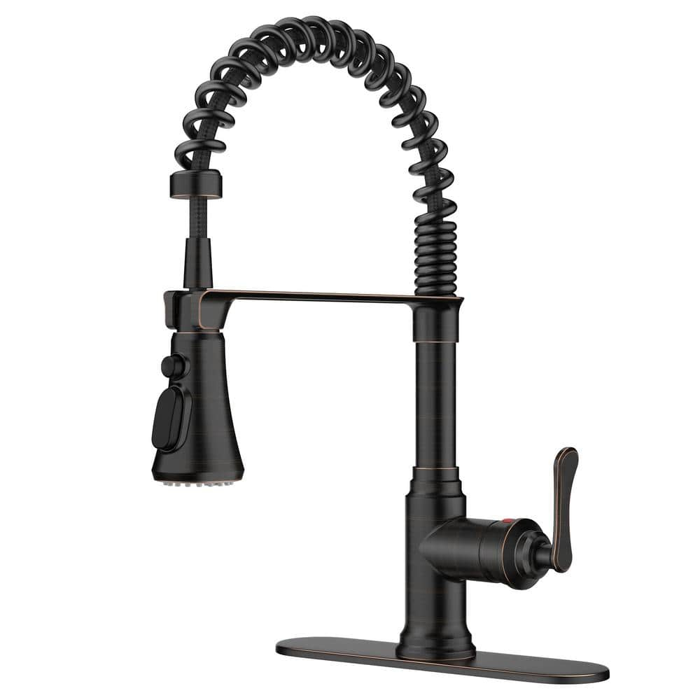 FORIOUS Rustic Kitchen Faucet with Pull Down Sprayer Oil Rubbed Brown, 3 Modes Stainless Steel High Arc Vintage Spring Sink Faucet 1 or 3 Holes for Pot Filler, Farmhouse Camper Wet Bar