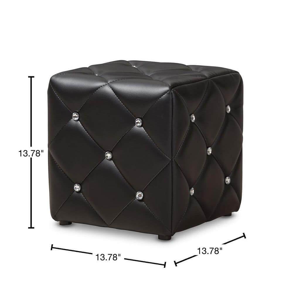 Baxton Studio Stacey Modern and Contemporary Black Faux Leather Upholstered Ottoman