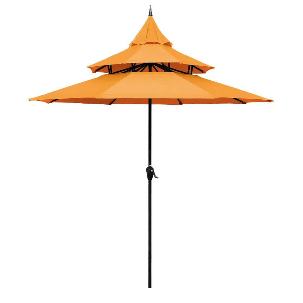 Maypex Outdoor Patio Umbrella 9 Ft Pagoda with Crank, No Tilt, Orange