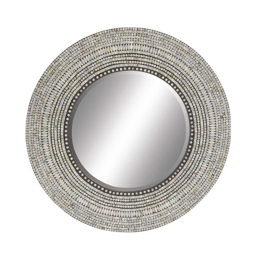 DecMode 39" x 39" Gray Handmade Mosaic Wall Mirror