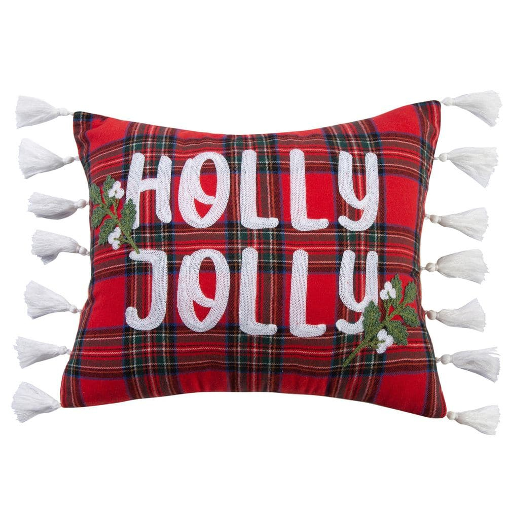 Thatch Home Spencer Plaid by Levtex Home - Decorative Pillow (14X18in.) - Holly Jolly - Red, White, Black, Green, Blue