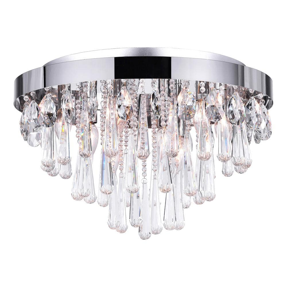 Vast 8-Light Chrome Crystal Flush Mount Ceiling Fixture