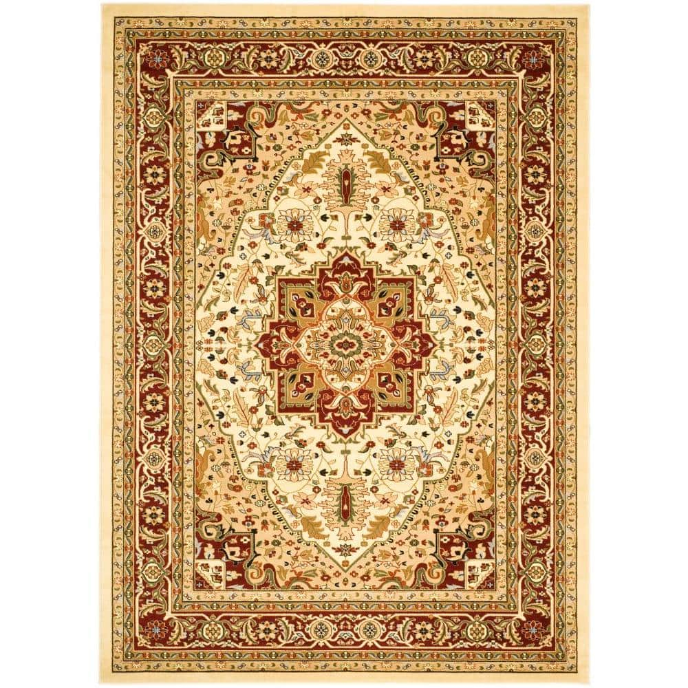 SAFAVIEH Lyndhurst Miranda Traditional Bordered Area Rug, Ivory/Red, 10' x 14'