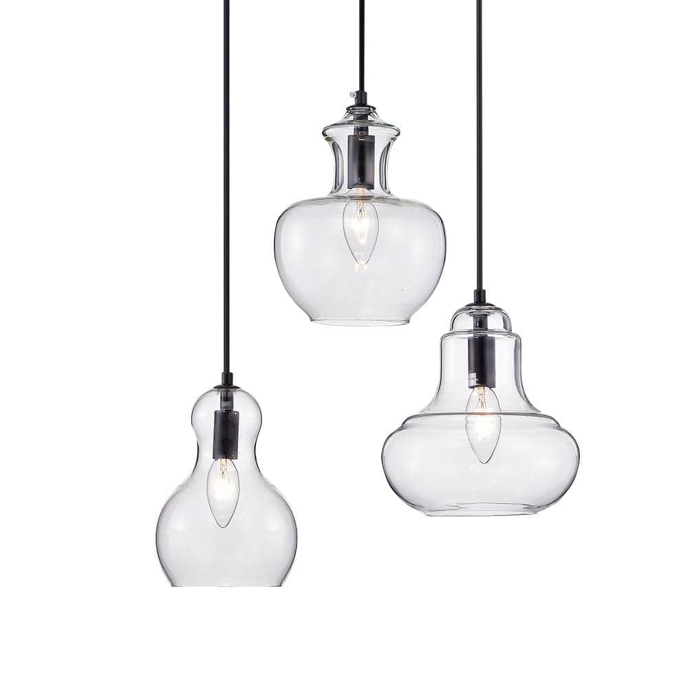 Beveen Round 3-Light Glass Gourde Lamp Collection