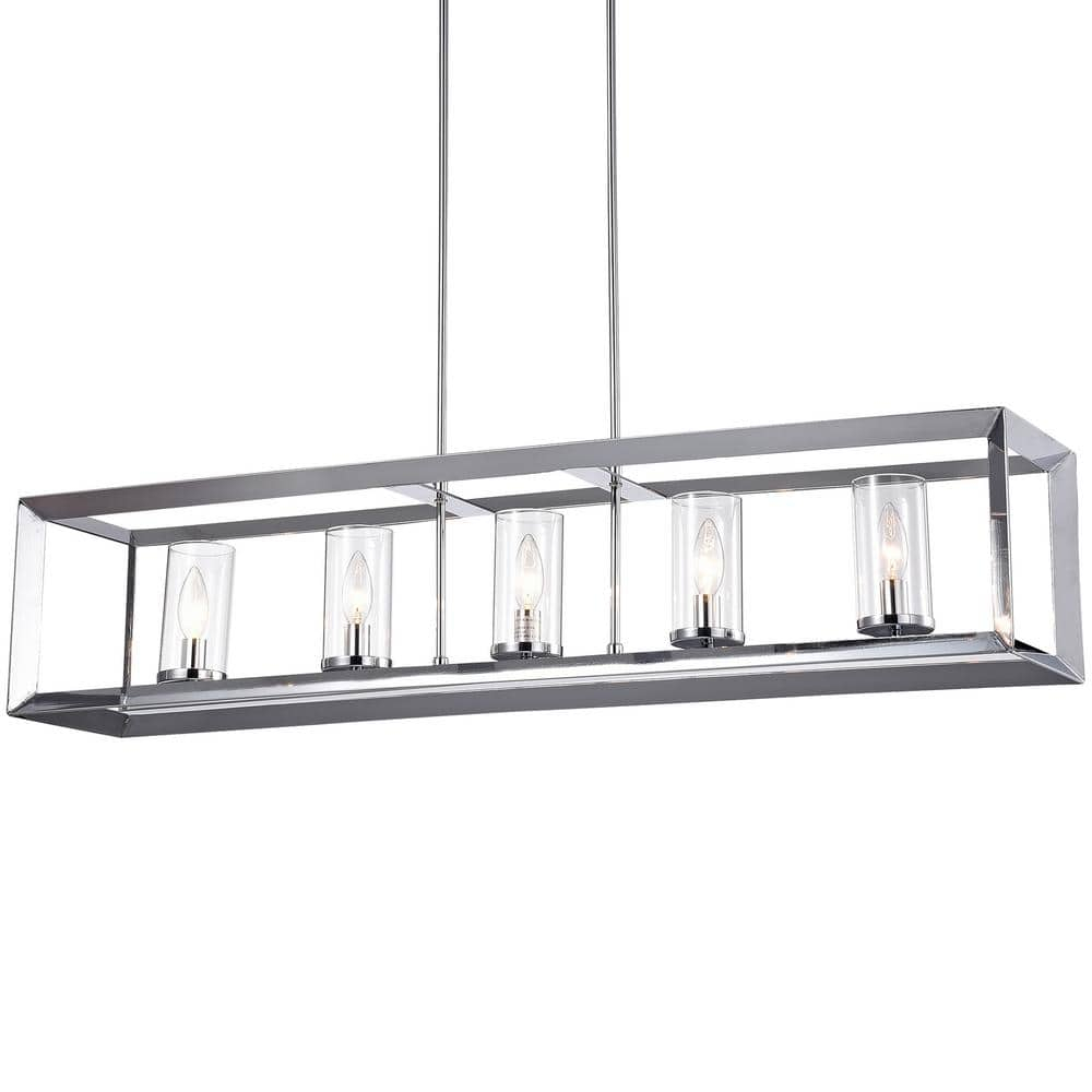 Warehouse of Tiffany Ciel 41-inch Chrome Finish 5-Light Chandelier