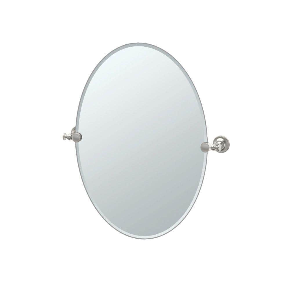 Tavern Wall Mount Frameless Oval Bathroom Vanity Mirror | Pivoting (Tilting) and Beveled Wall Mirror