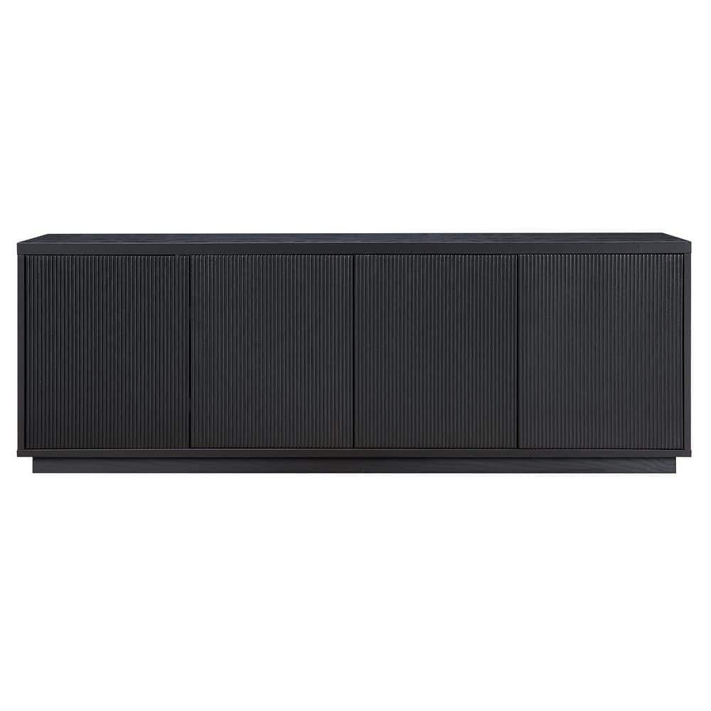 Evelyn&Zoe Hanson Rectangular TV Stand for TV's up to 75", Black Grain