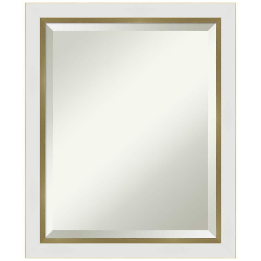 Amanti Art Eva White Gold Narrow Framed Wall Mirror - 19.12 x 23.12 in