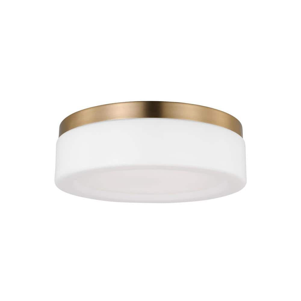 Rhett Modern Satin Brass LED Flush Mount with Etched Glass