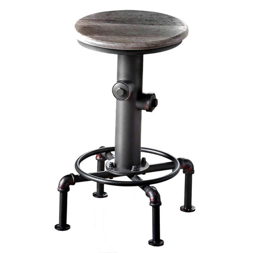 Fire Hydrant Shape Metal Counter Height Chair Set of 2 Antique Black - Saltoro Sherpi