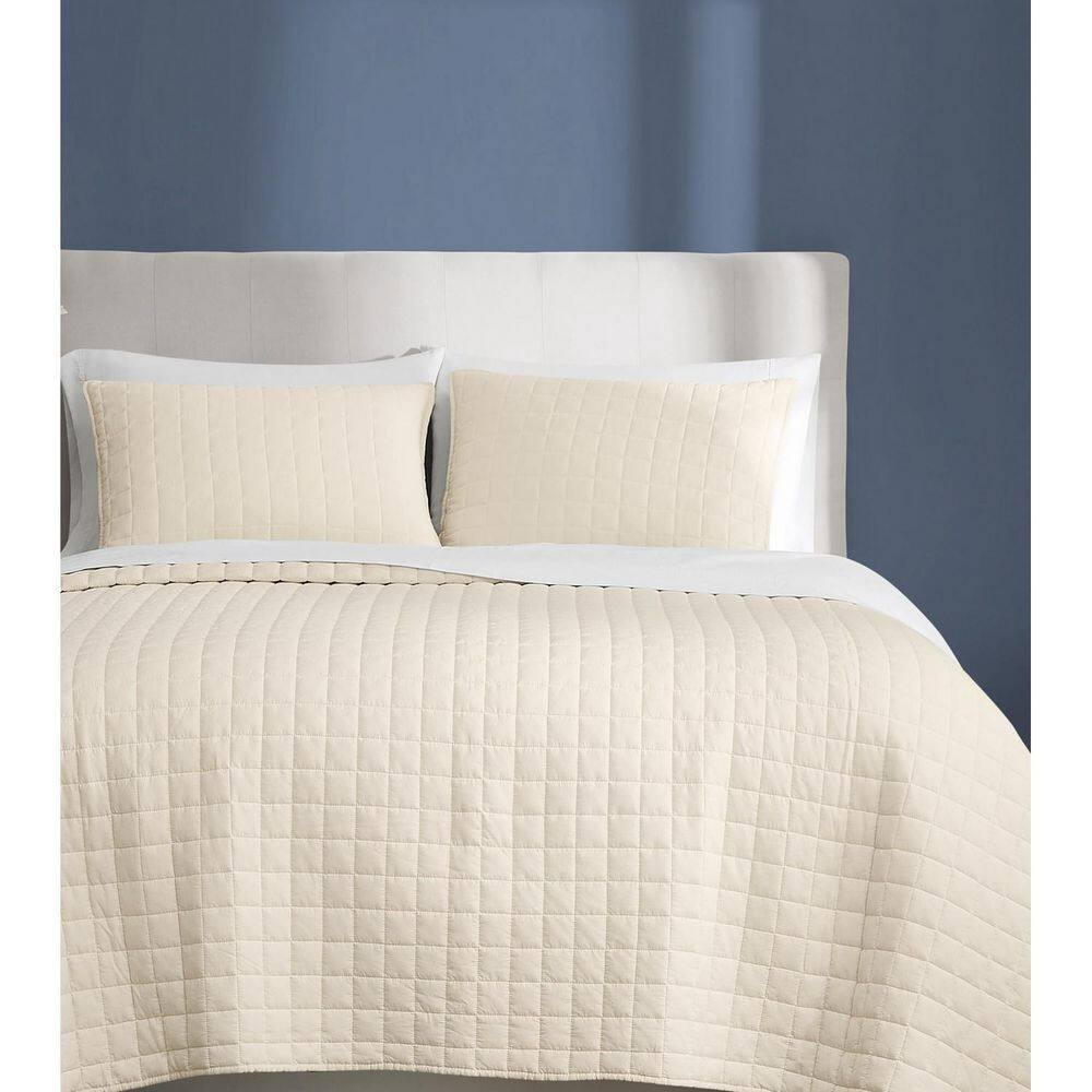 Natural Cotton Twin Quilt Set with Percale Weave
