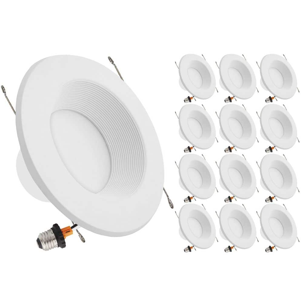Maxxima 12 Pack 5 in. & 6 in. 5 CCT Retrofit Recessed LED Downlight - 1300 Lumens, E-26 Quick Connect, Dimmable, Color Selectable 2700K-5000K (2700K/3000K/3500K/4000K/5000K), Ideal for Contractors