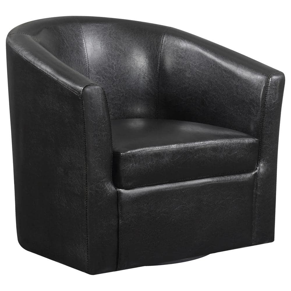 Upholstery Sloped Arm Swivel Accent Chair Dark Brown