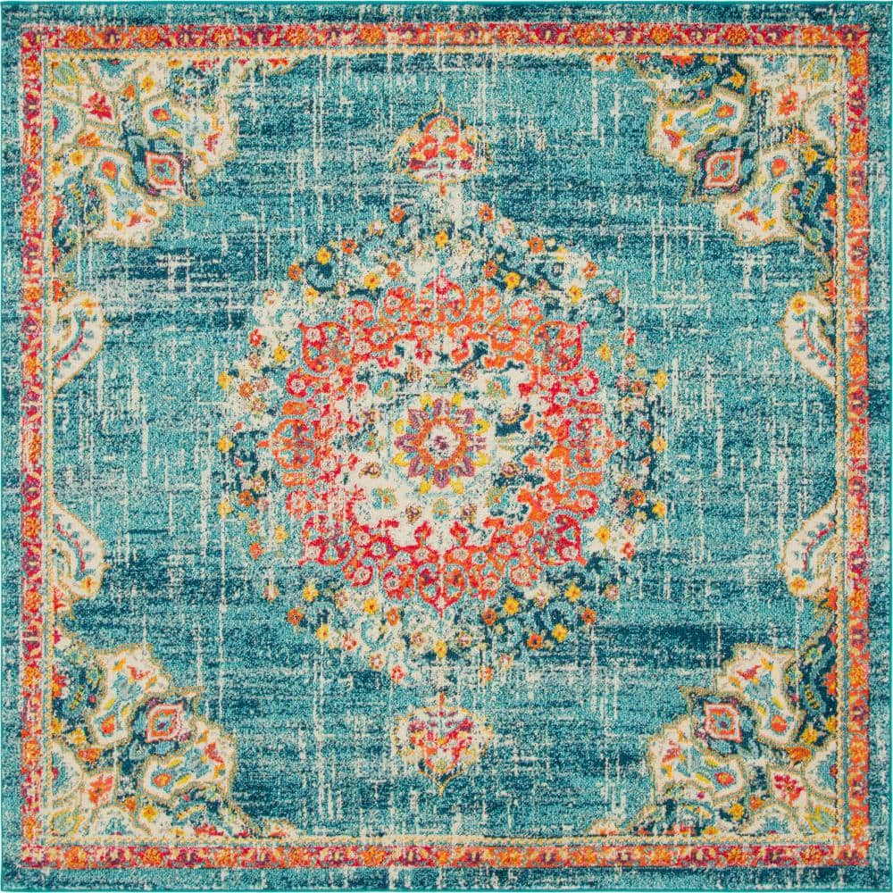 Unique Loom Penrose Collection Area Rug - Alexis (8'Square, Blue/ Gray)