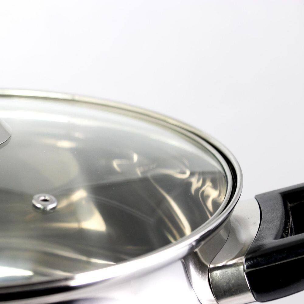 Rametto 8-Piece Stainless Steel Kitchen Cookware Set with Glass Lids